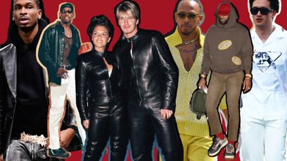 Collage of athletes including Dennis Rodman, David Beckham with Victoria Beckham, Zhou Guanyu, Lebron James, and Lewis Hamilton.