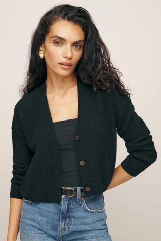 Reformation Giusta Cropped Cashmere Cardigan