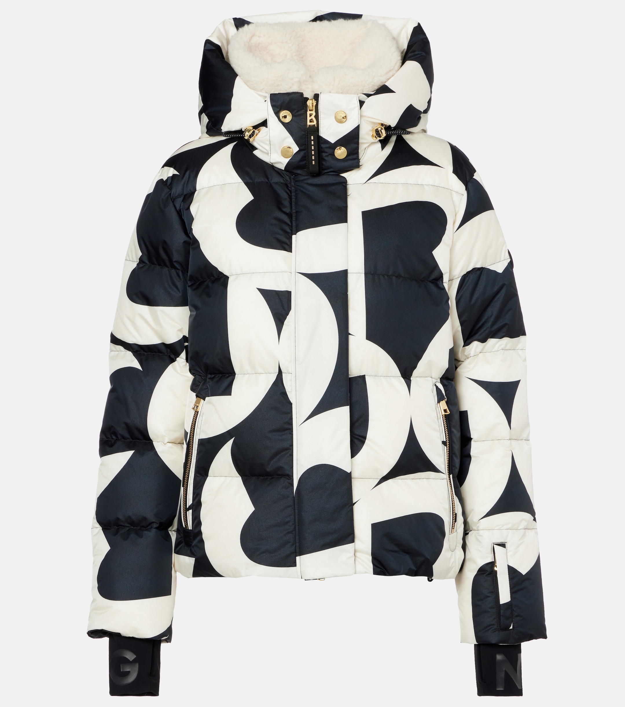 a bogner black and white patterned ski jacket