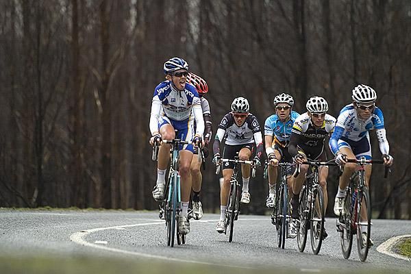 The peloton were finding the going tough and split into several groups early on a climb in the 57.7km second stage.