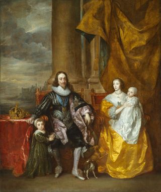 Anthony van Dyck (1599–1641), Charles I and Henrietta Maria with Prince Charles and Princess Mary (‘The Greate Peece’), 1632 Oil on canvas, 303.8 x 256.5 cm RCIN 405353 Royal Collection Trust / © Her Majesty Queen Elizabeth II 2018 Exhibition organised in partnership with Royal Collection Trust