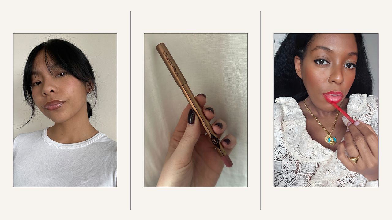 Graphic of editors testing the best lip liners, from Rhode to Charlotte Tilbury