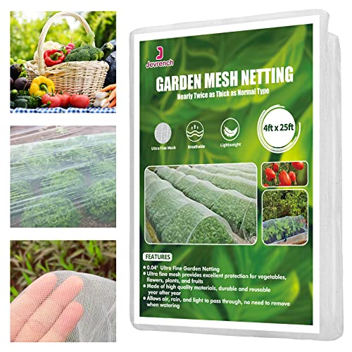Garden Netting, Jevrench Durable Ultra Fine Garden Netting, Garden Plant Cover Row Cover Makes Plants, Vegetables, Fruits, and Flowers Grow Better (4ft X 25ft)