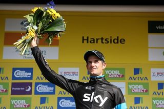 Stage 5 winner Wout Poels on the Tour of Britain podium.