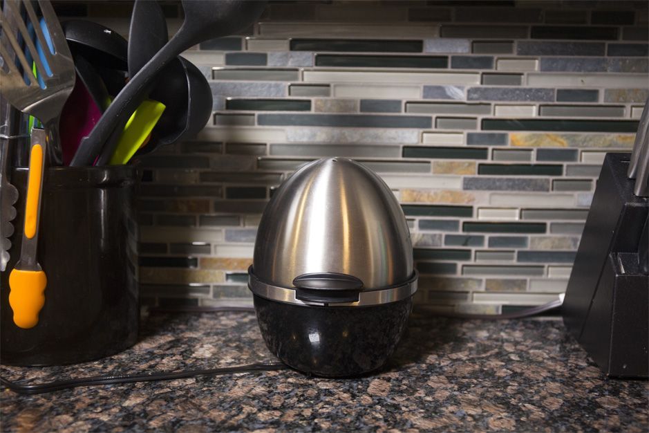 The handles on this egg cooker are cool to the touch, so you can lift the lid carefully once the eggs are done.
