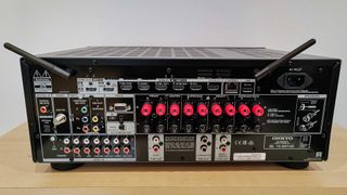 Showing rear panel connections on Onkyo TX-NR7100 AV receiver