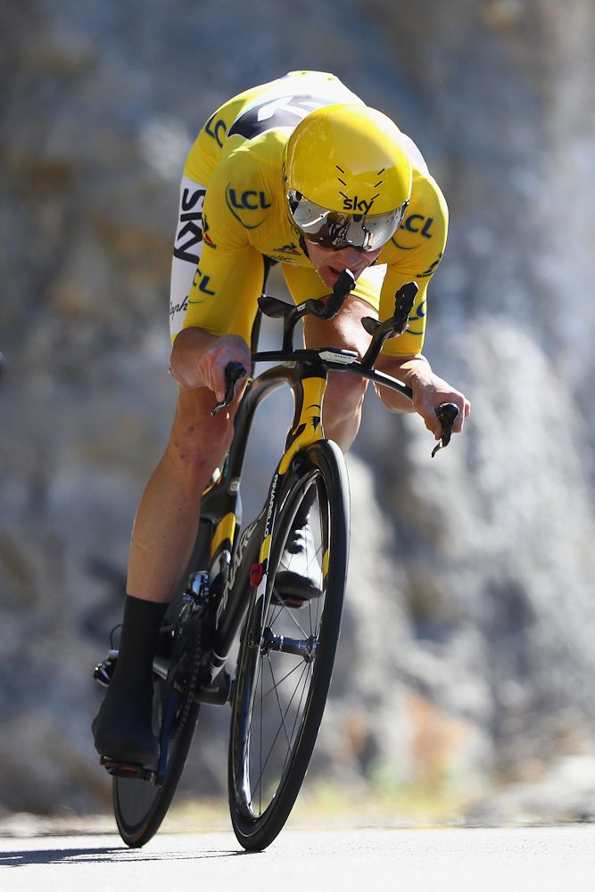Chris Froome onhis way to second place in the stage 13 time trial at the Tour de France.