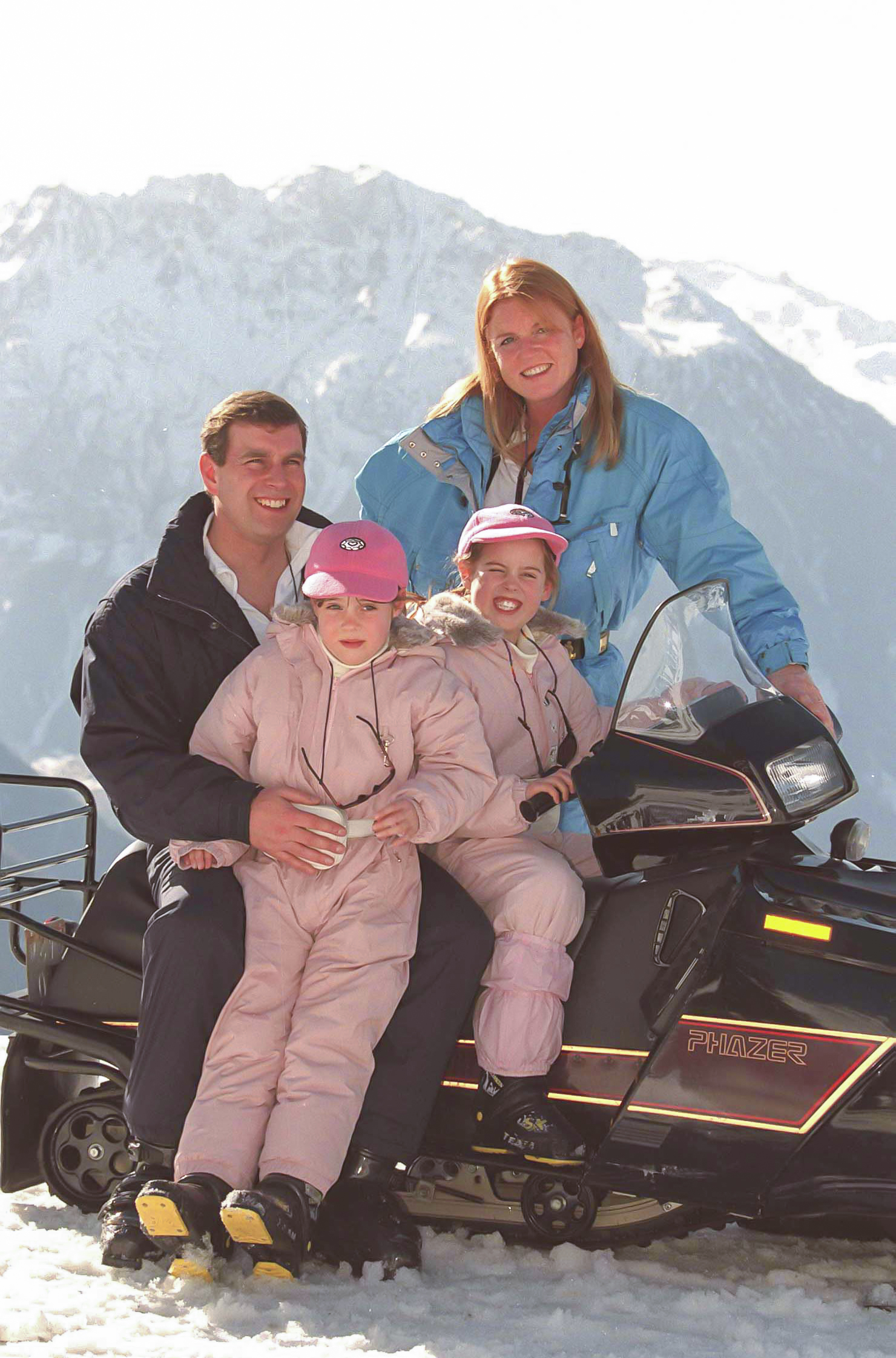 The Duke, and Duchess of York, with their daughters, Princess Beatrice, and Princess Eugenie, on a sking holiday in Verbier, on the Dukes 38th Birthday, on February 19 1998, in Verbier, Switzerland.