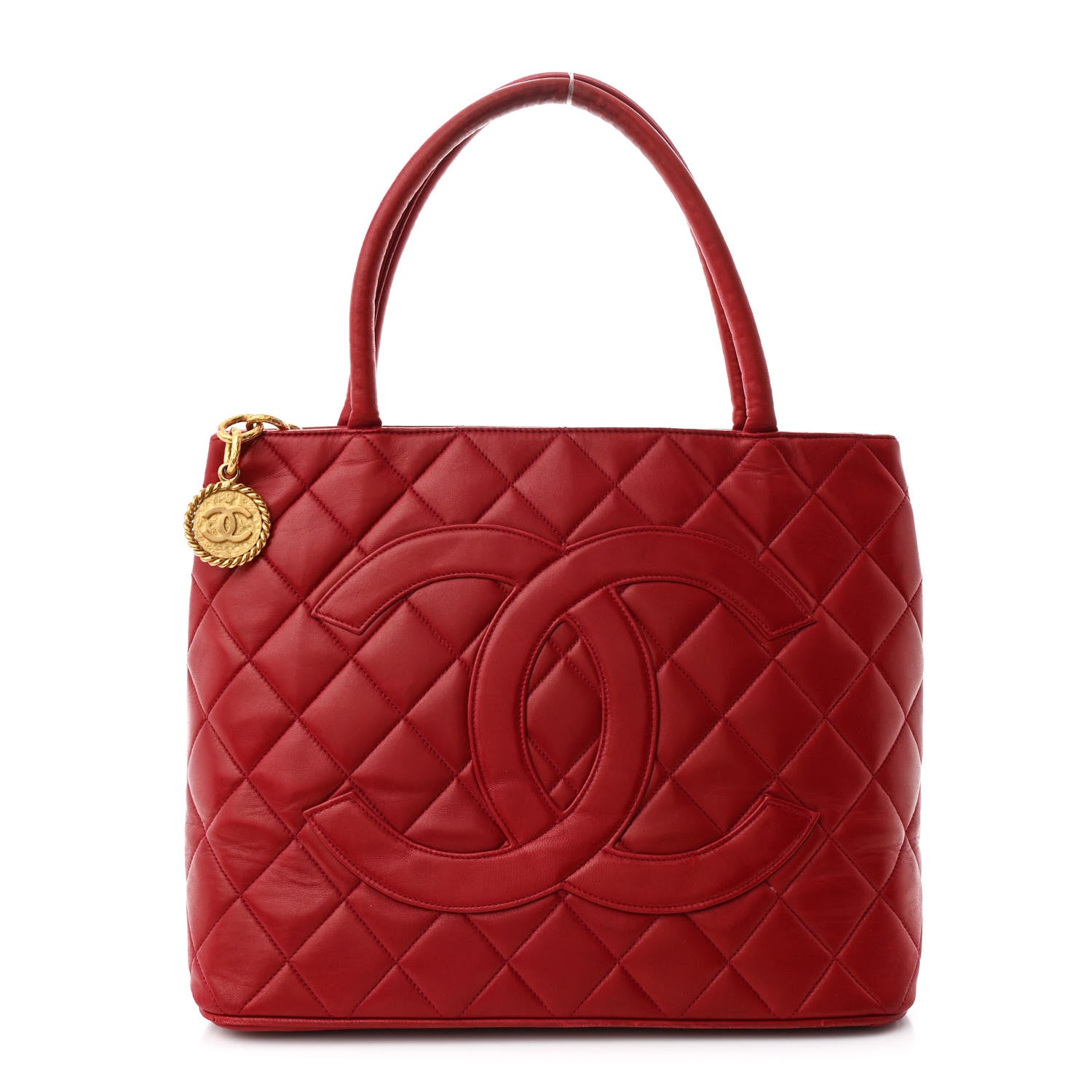 Chanel Lambskin Quilted Medallion Tote Red