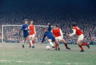 Alan Hudson on the ball for Chelsea against Arsenal in August 1970.