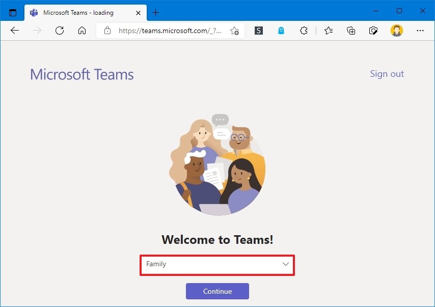 Microsoft Teams select organization