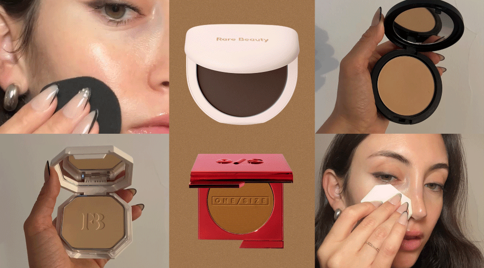 Who What Wear associate beauty editor Alyssa Brascia applying various different powder foundations.