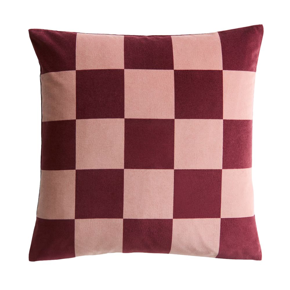 Checked Velvet Cushion Cover
