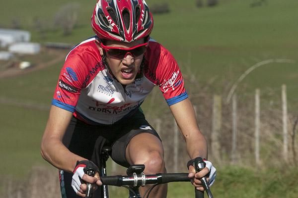 Ben Dyball(Virgin Blue/RBS Morgans) gasps for air on the climb at Gunns Plains.