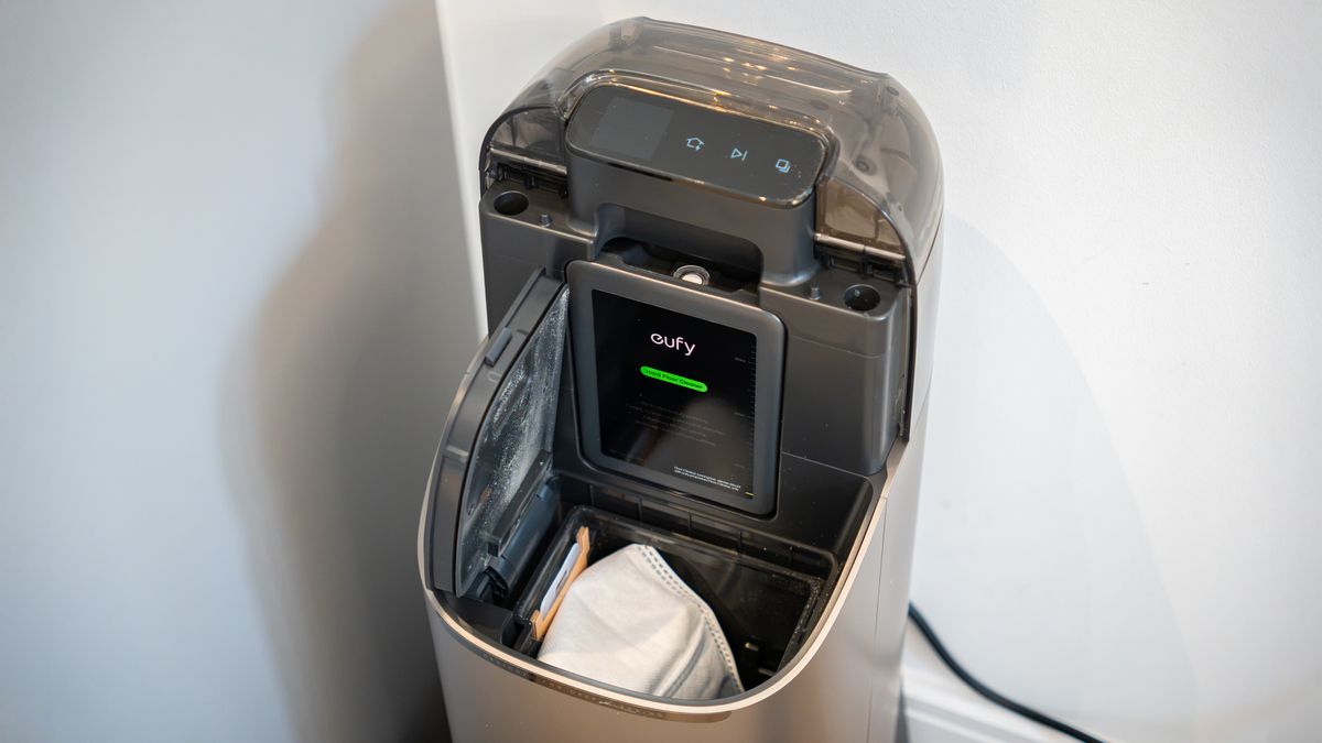 Eufy Omni S2 robot vacuum dock open
