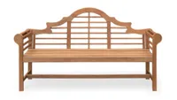 A wooden outdoor bench with curved arms - Cambridge Casuals