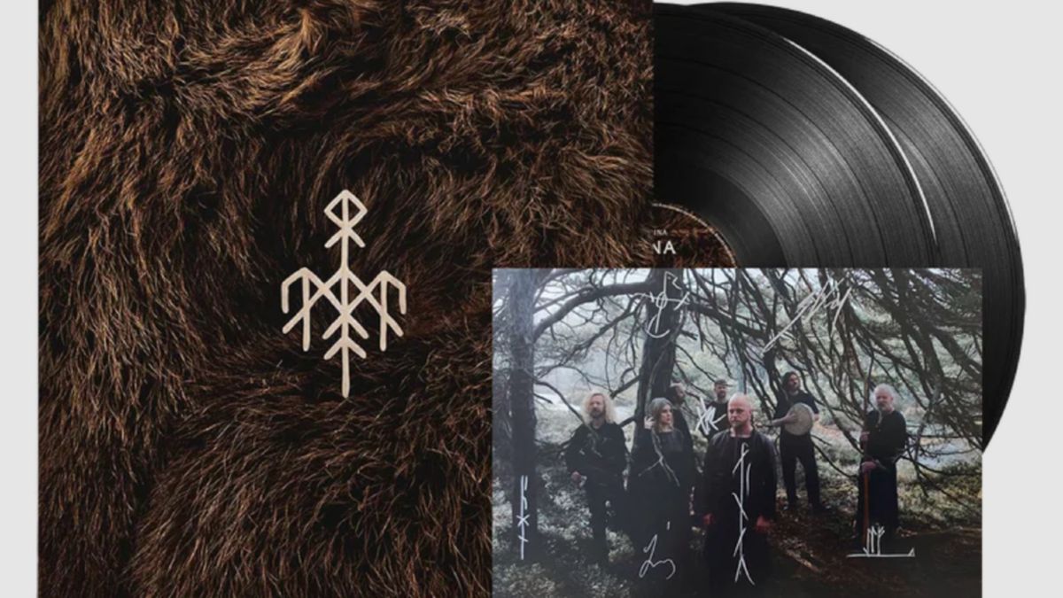 Wardruna&#039;s Birna album with two black vinyl LPs and an art card