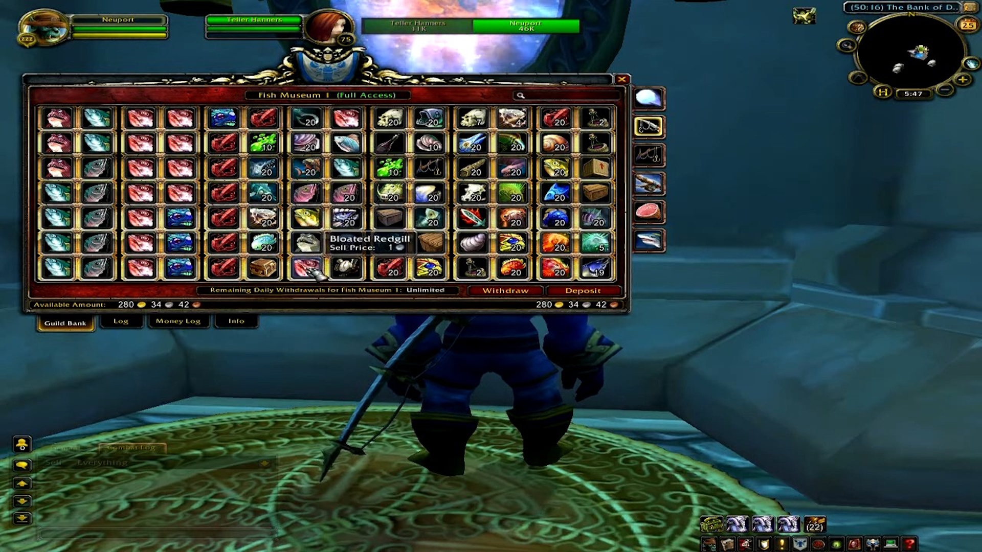 World of Warcraft bank full of fish