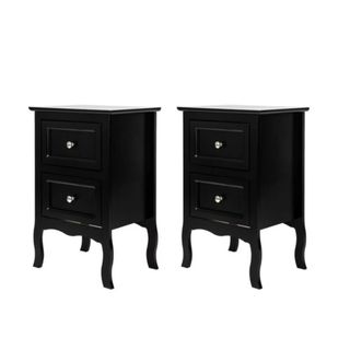 Two black nightstands with two drawers each