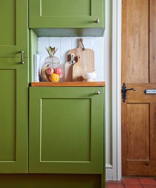 green painted kitchen cabinets