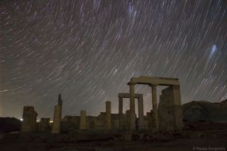 Star Trails Over the Temple of Demeter in Greece