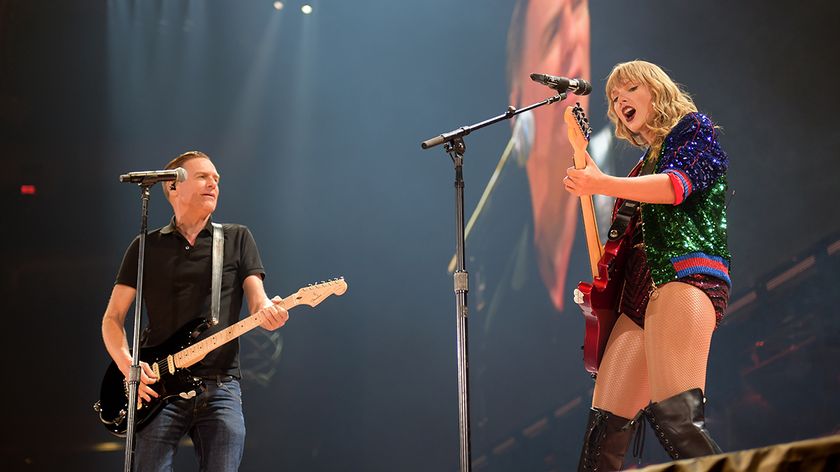 Bryan Adams and Taylor Swift perform onstage during the Taylor Swift reputation Stadium Tour at Rogers Centre on August 4, 2018 in Toronto, Canada