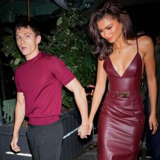 Tom Holland and Zendaya are seen on October 24, 2024 in New York City. 