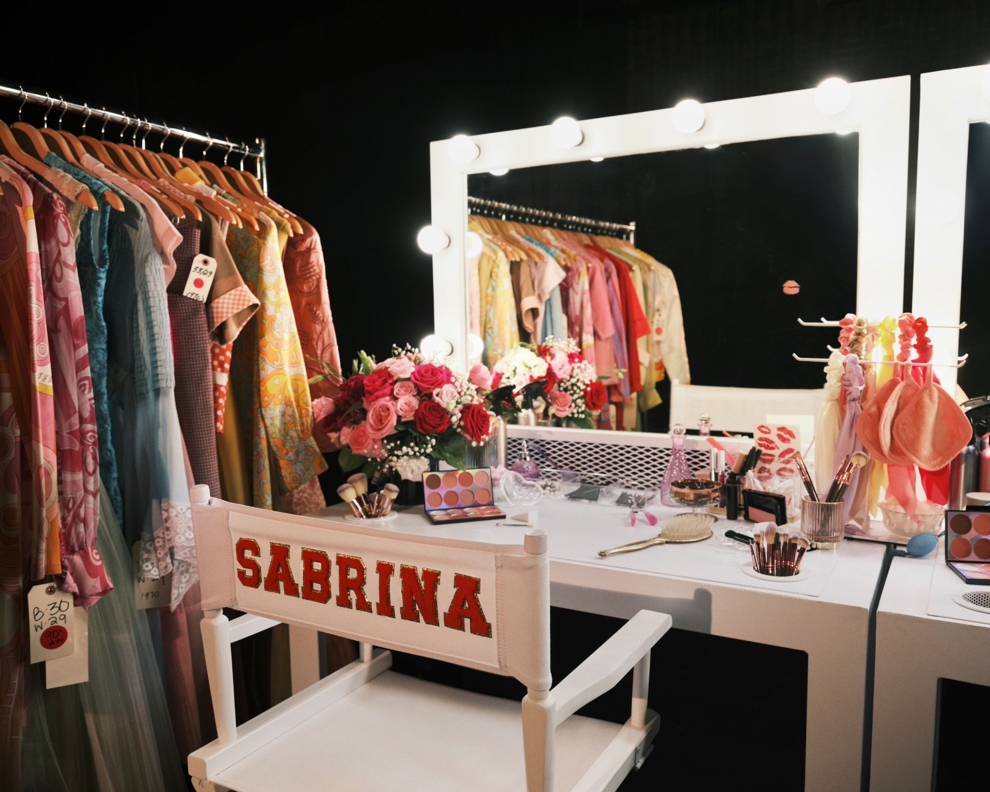 sabrina carpenter on the set of her short and sweet tour