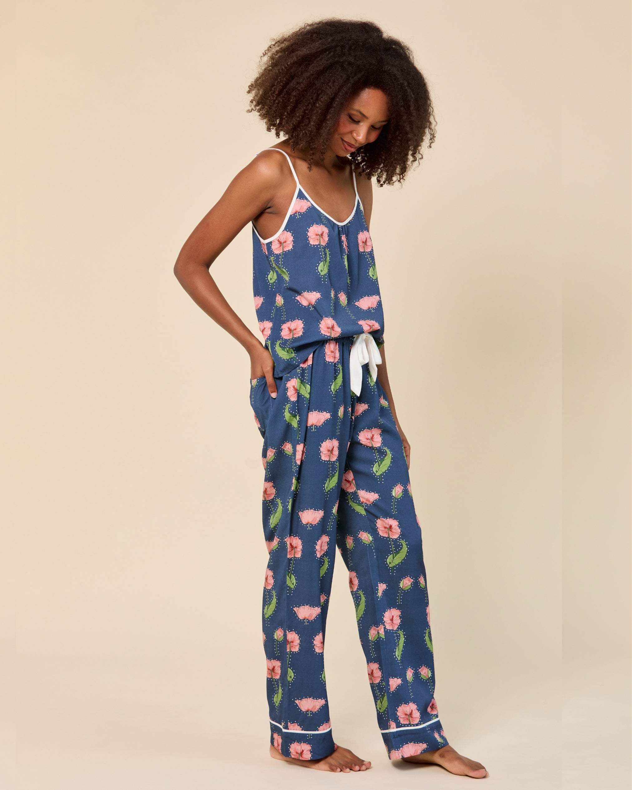 Rhinestone Flower Cami Pants Set