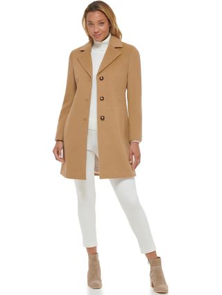 Calvin Klein Women's Cashmere Wool Blend Coat, Camel Classic, 12