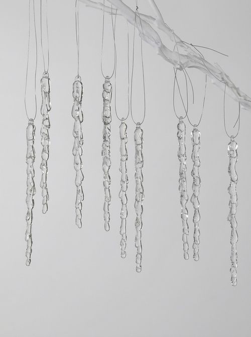 Clear Acrylic Icicle Christmas Tree Ornaments, Set of 50