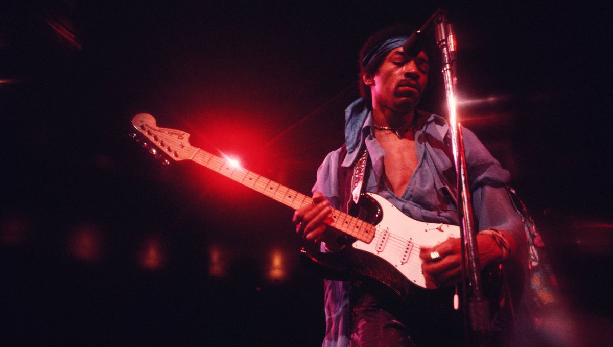 Jimi Hendrix performing at Madison Square Garden, New York City, 18th May 1969