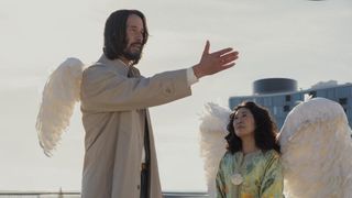 Keanu Reeves and Sandra Oh as angels in Good Fortune