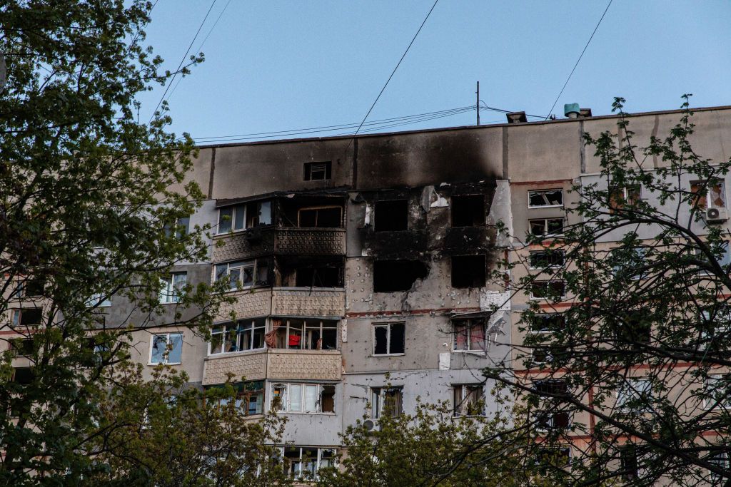 Damaged building in Kharkiv