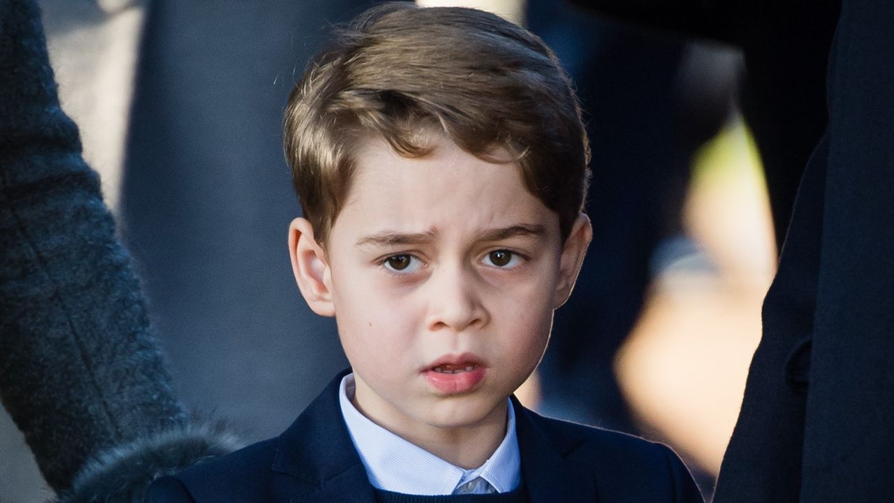 Prince George of Cambridge attends the Christmas Day Church service at Church of St Mary Magdalene on the Sandringham estate on December 25, 2019 in King&#039;s Lynn, United Kingdom