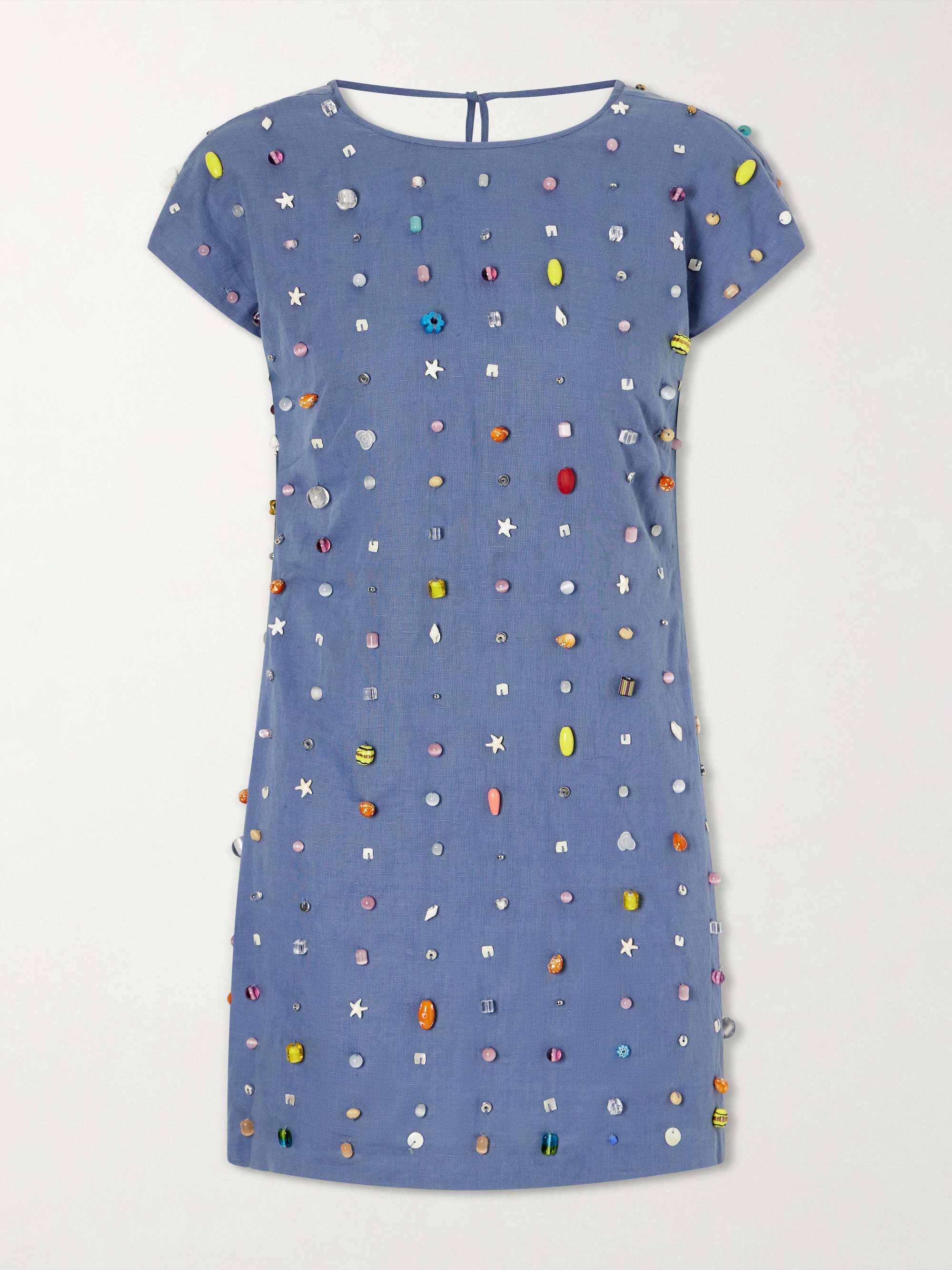 Anne Appliqu&amp;eacute;d Cotton and Linen-Blend Mini Dress