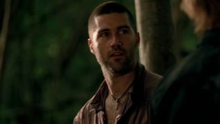 Matthew Fox looking annoyed and stressed in Lost