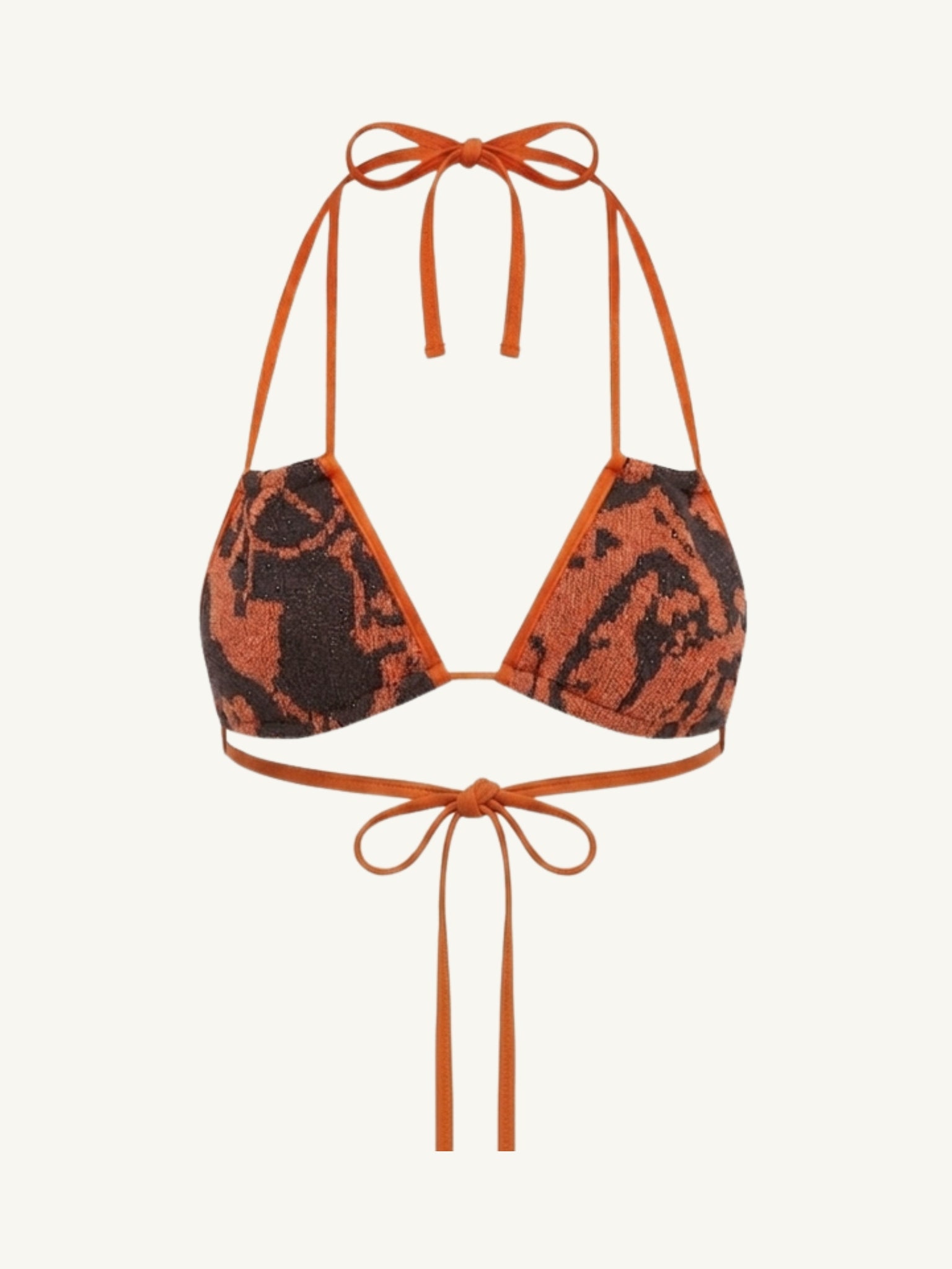 Stella Knitted Bikini Top - Burnt Orange/black - Xs