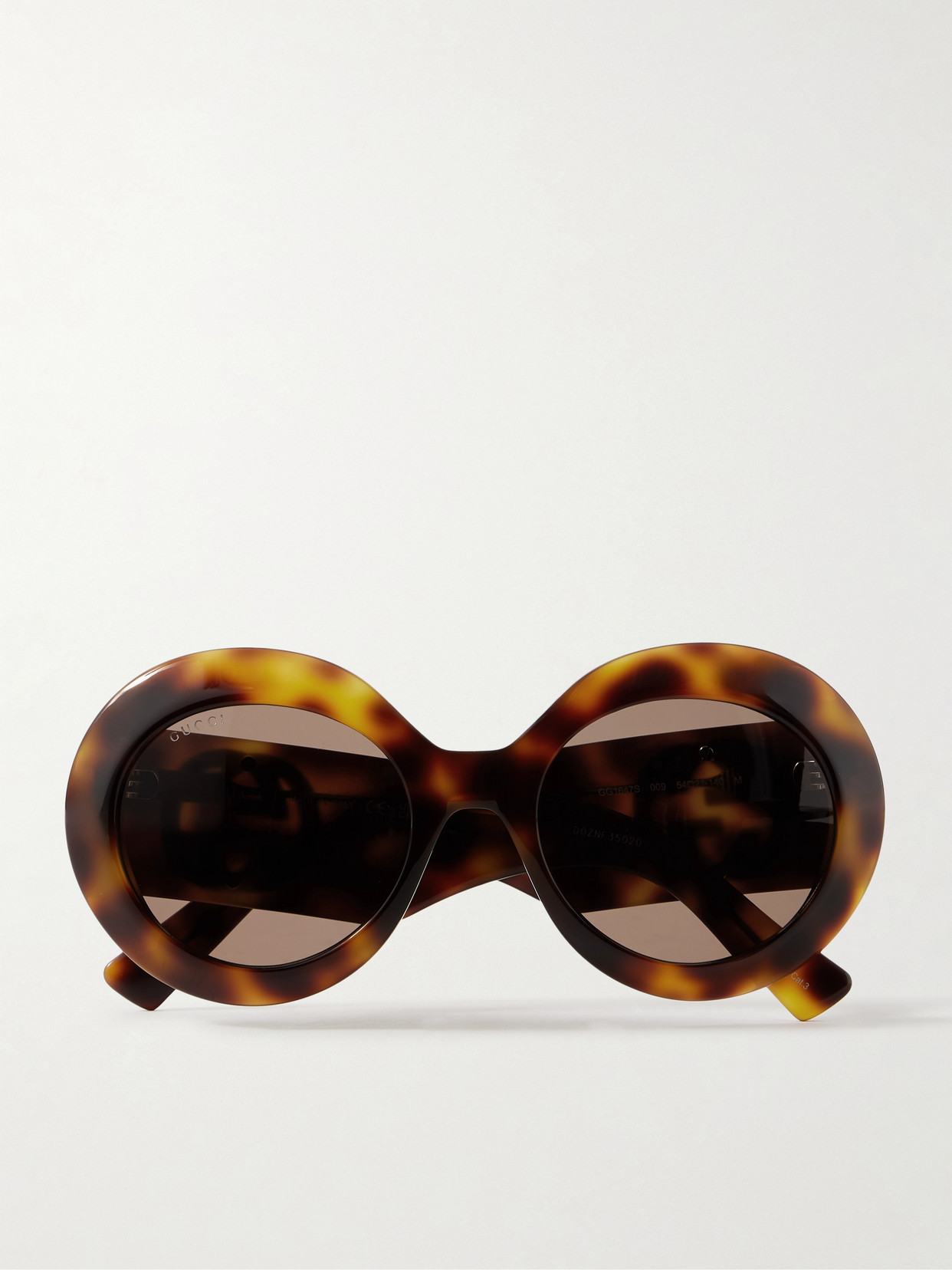Oversized Round-Frame Tortoiseshell Acetate Sunglasses