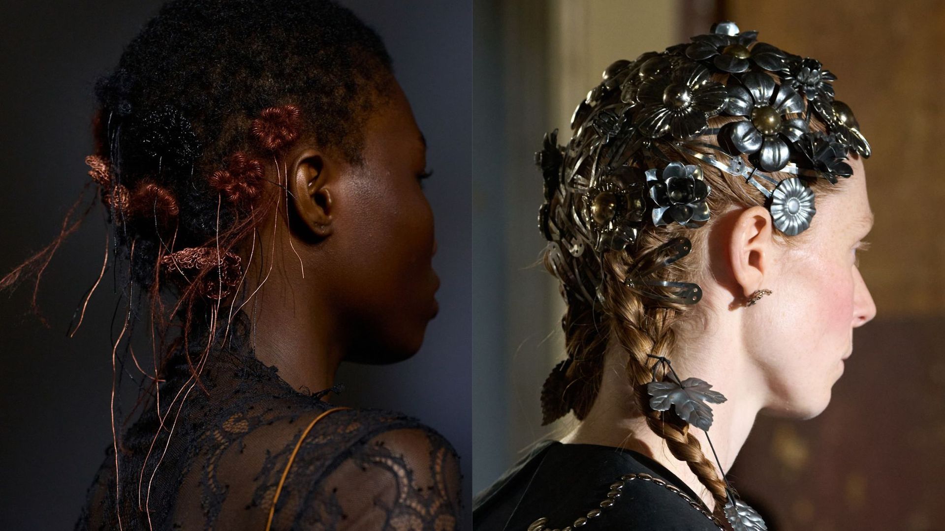 Images of hairstyles with fashion elements woven in.