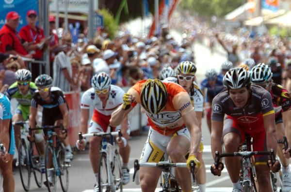 Yes! Andre Greipel (HTC-Columbia) pumps his fist