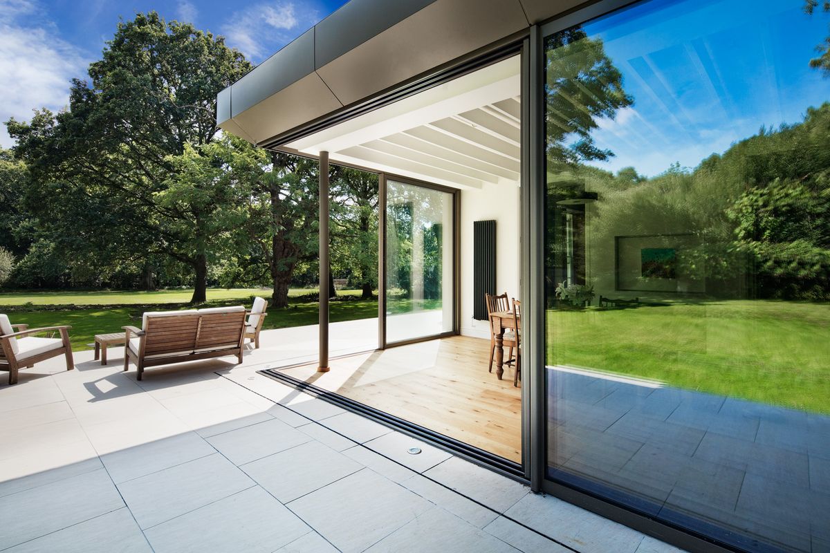 sliding doors in modern kitchen extension