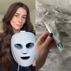 Who What Wear UK beauty editors holding the Shark LED Mask and the Medik8 Retinol