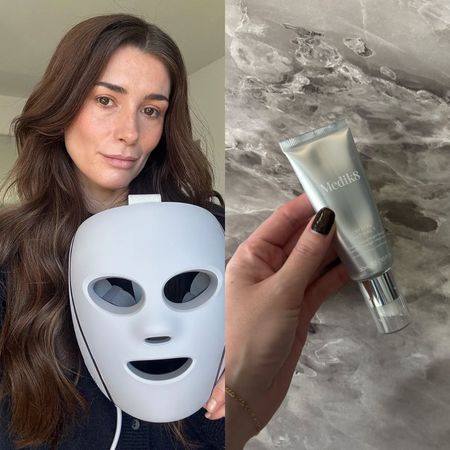 Who What Wear UK beauty editors holding the Shark LED Mask and the Medik8 Retinol