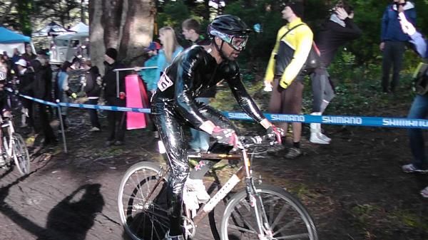 Plastic was a good choice in attire for a very muddy race.