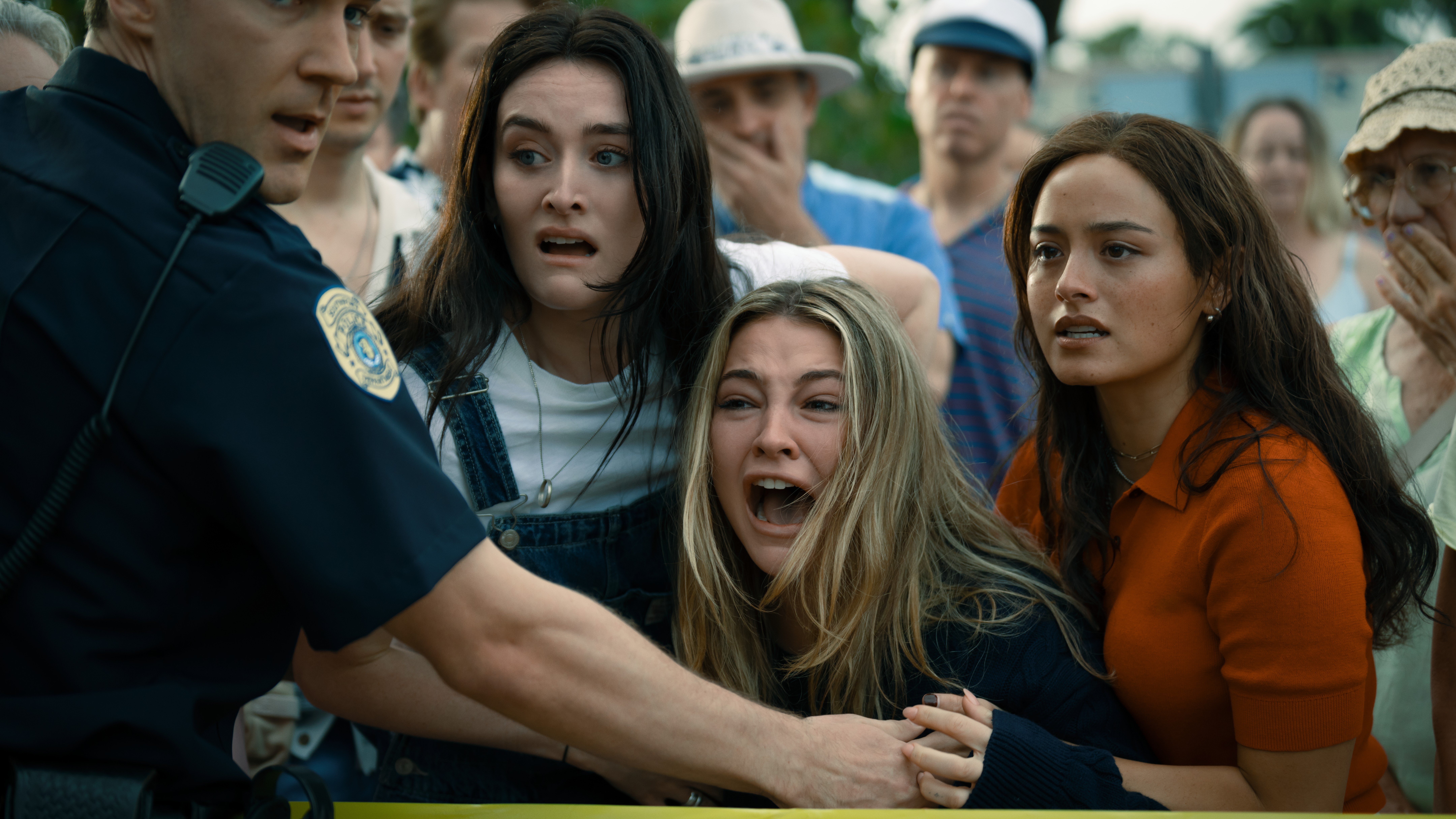 L-R: Sarah Pidgeon, Madelyn Cline and Chase Sui Wonders in a scene from &quot;I Know What You Did Last Summer&quot; (2025)