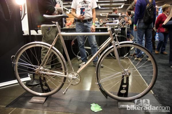 Winter Bicycles showed off this elegant stainless steel runabout at NAHBS with polished fenders and an integrated front light.