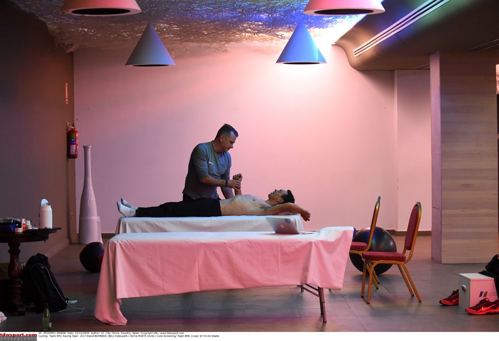 Richie Porte on the treatment table