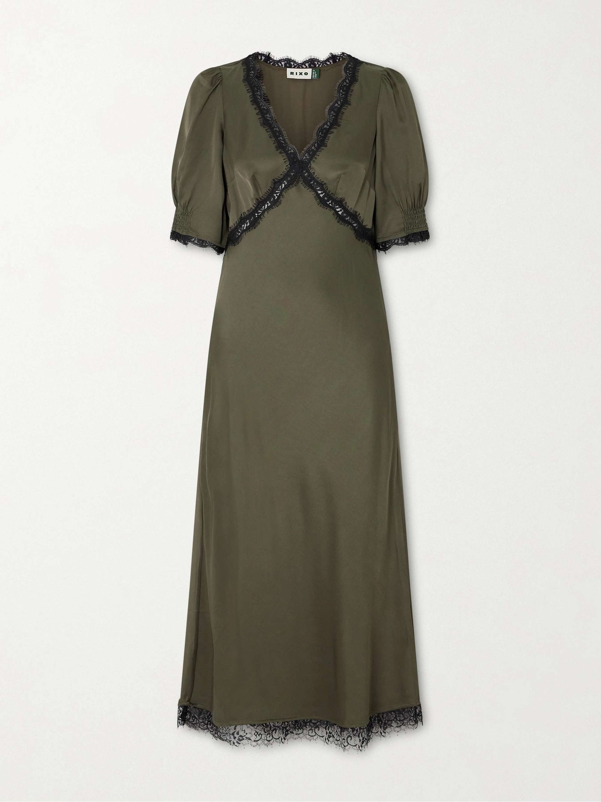 Annina Lace-Trimmed Satin Midi Dress