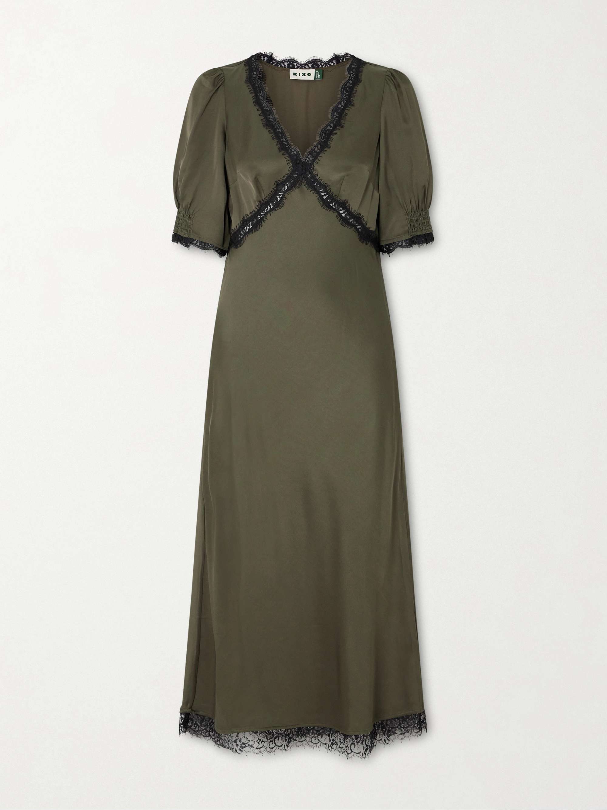 Annina Lace-Trimmed Satin Midi Dress